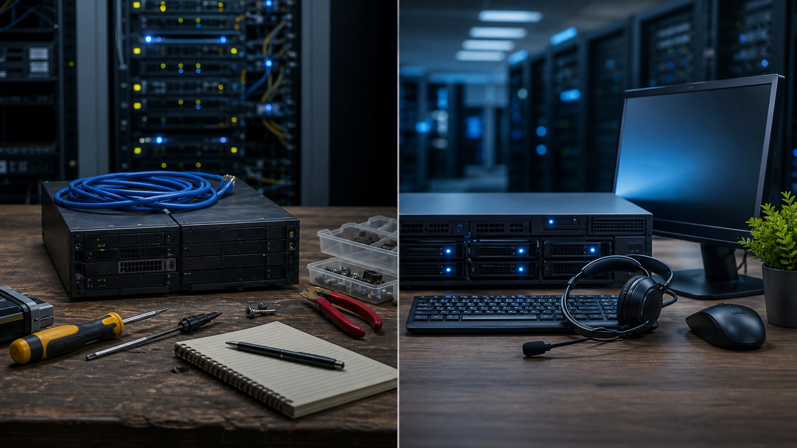Photorealistic web hosting featured image for Shared Hosting vs Managed Hosting: Side-by-Side Comparison